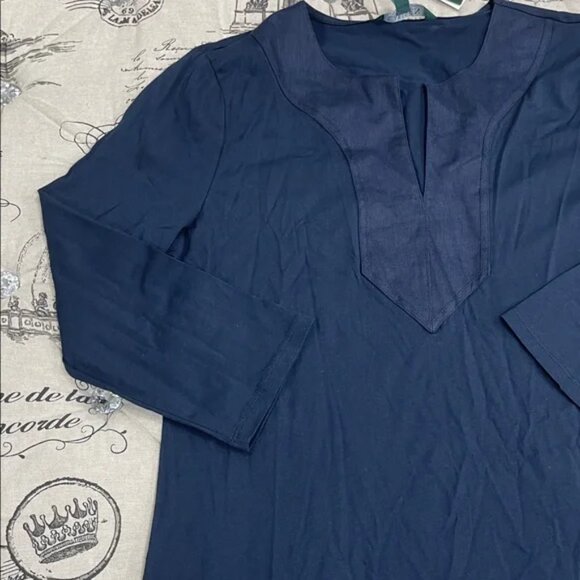 Ralph Lauren Split-Neck 3/4 Sleeve Cotton Tunic Top - Picture 8 of 14